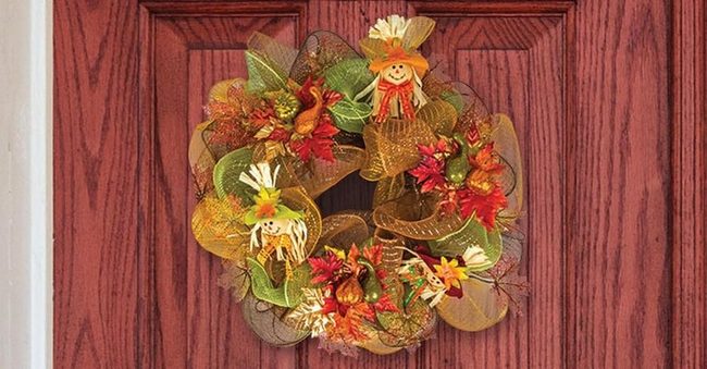 Autumn Orange Fabric Wreath