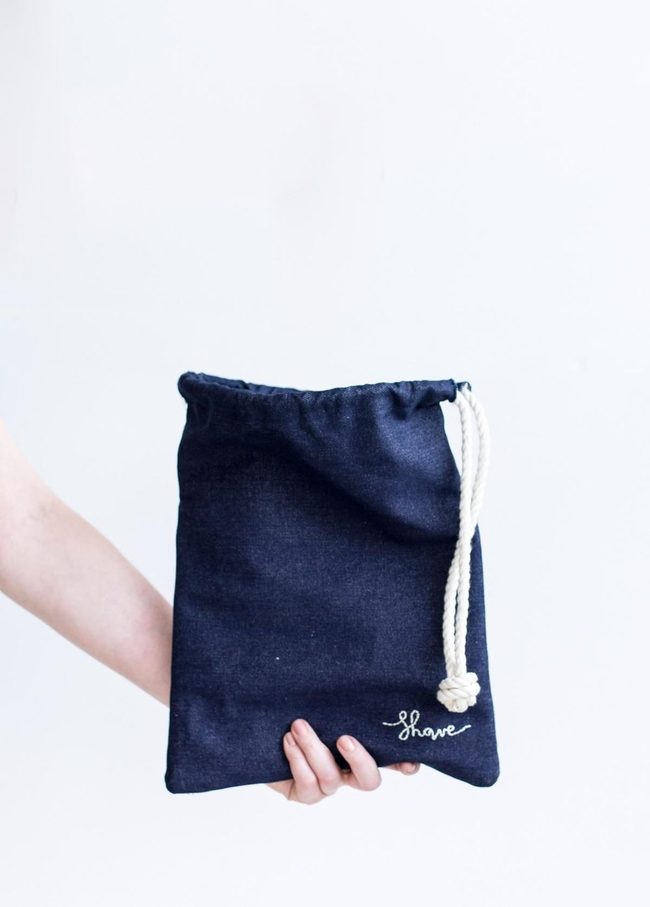 Deep Blue Linen Drawstring Carrier