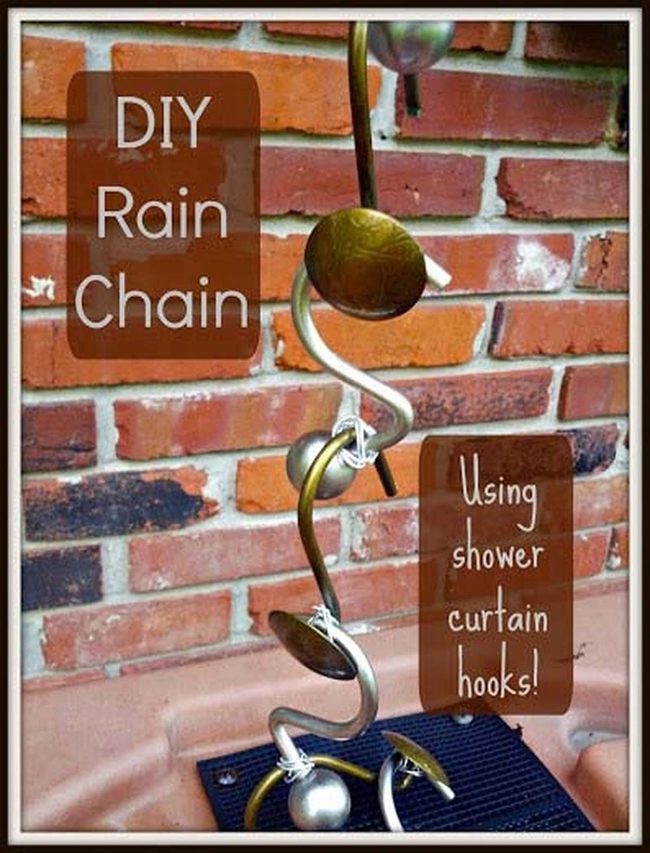 Shower Hooks Into Rain Chain