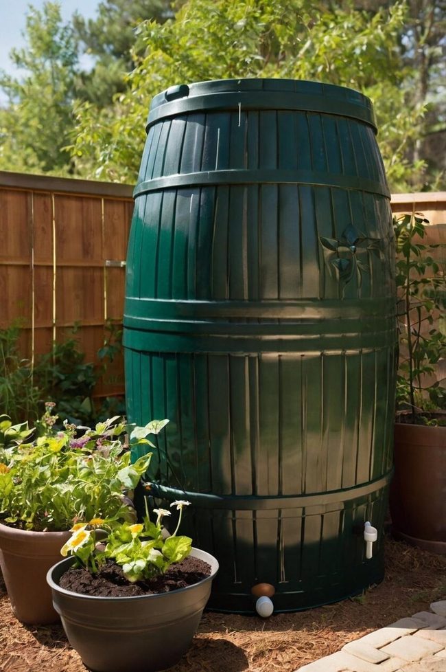 Slim Rain Barrels Against Walls