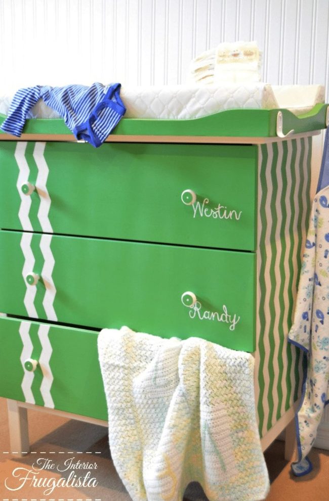 Green And White Convertible Dresser