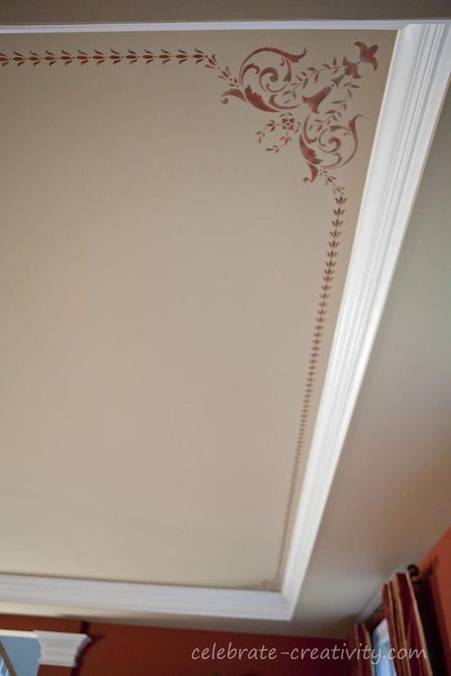 Burgundy Walls, Stenciled Red Artistry
