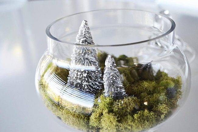 Frosted Pine In Glass Sphere