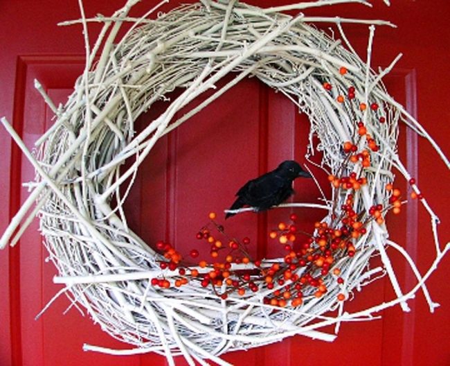 Orange Berries Twisted Branches Wreath