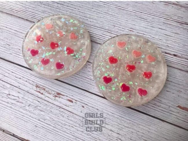 Shiny Heart Resin Coasters
