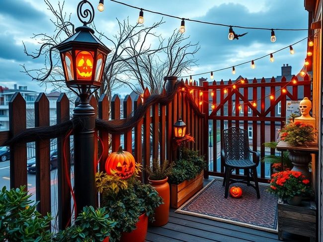 Orange And Purple Halloween Fence Spectacle