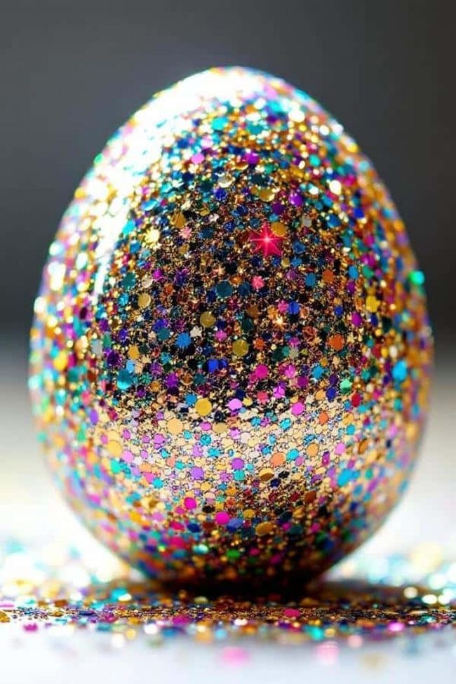 Multicolor Confetti Egg With Gold Sparkle