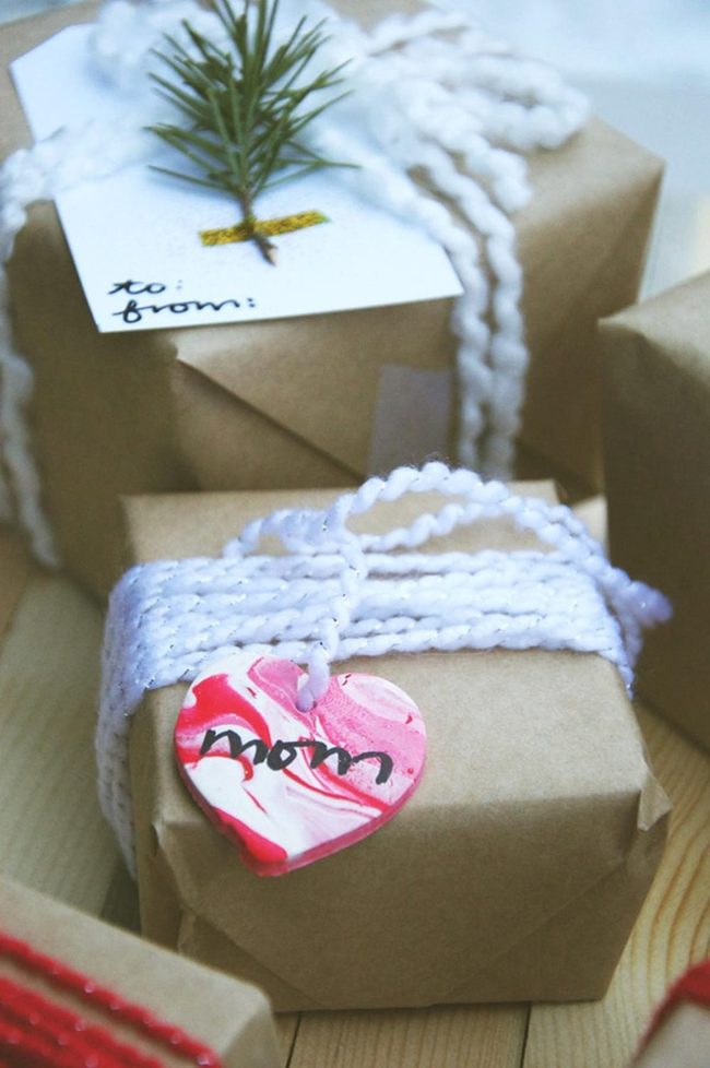 Brown Paper Hearts With Pine Branches