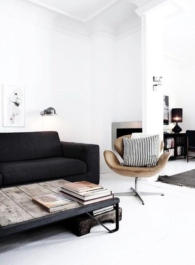 Black Leather Contrast White Minimalism