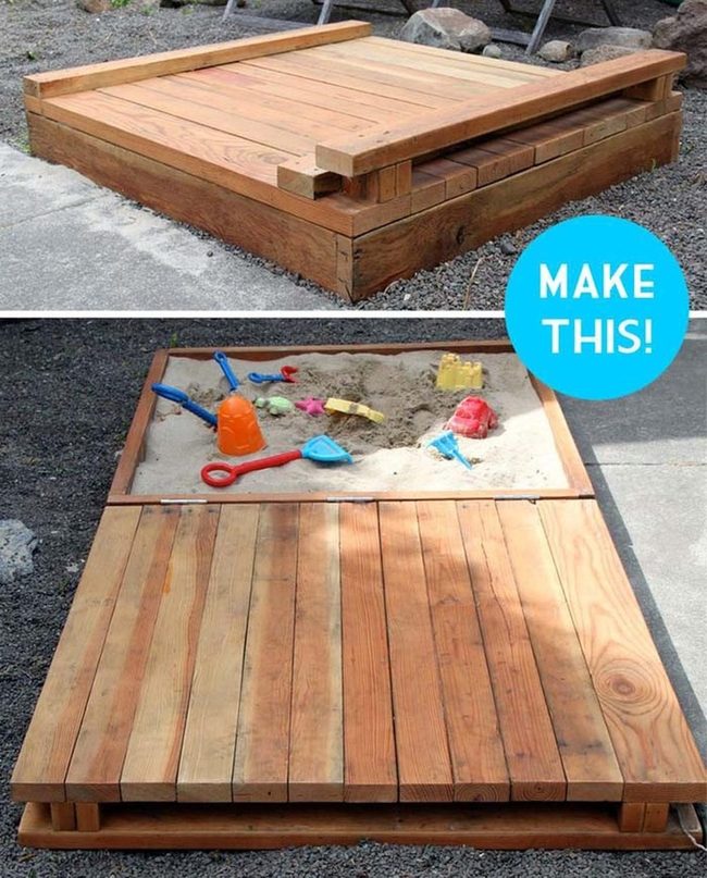 Covered Sandbox With Built-In Bench