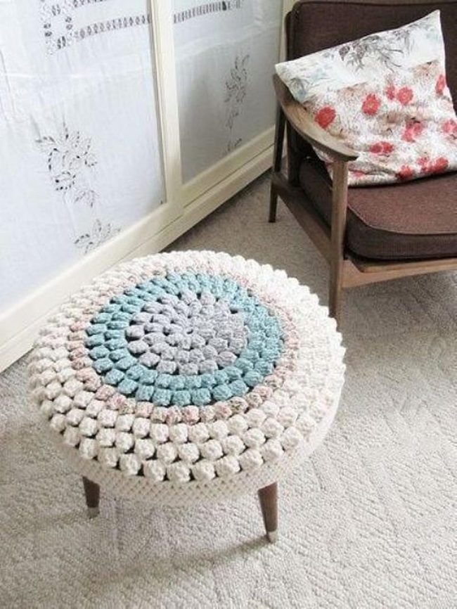 Knitted Ottoman In Soft Pastels