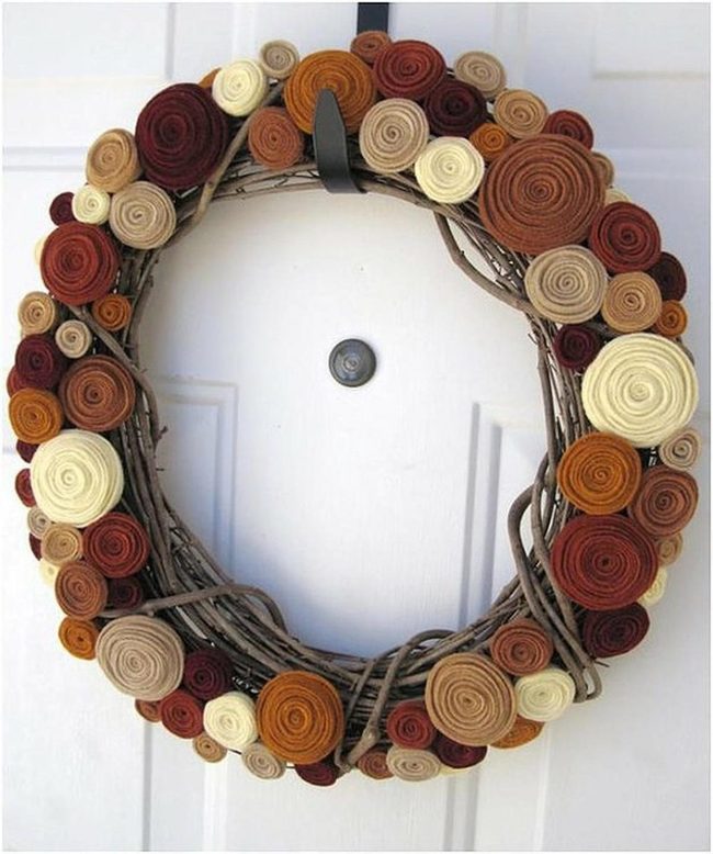 Rolled Fabric Spirals With Autumn Earth Tones