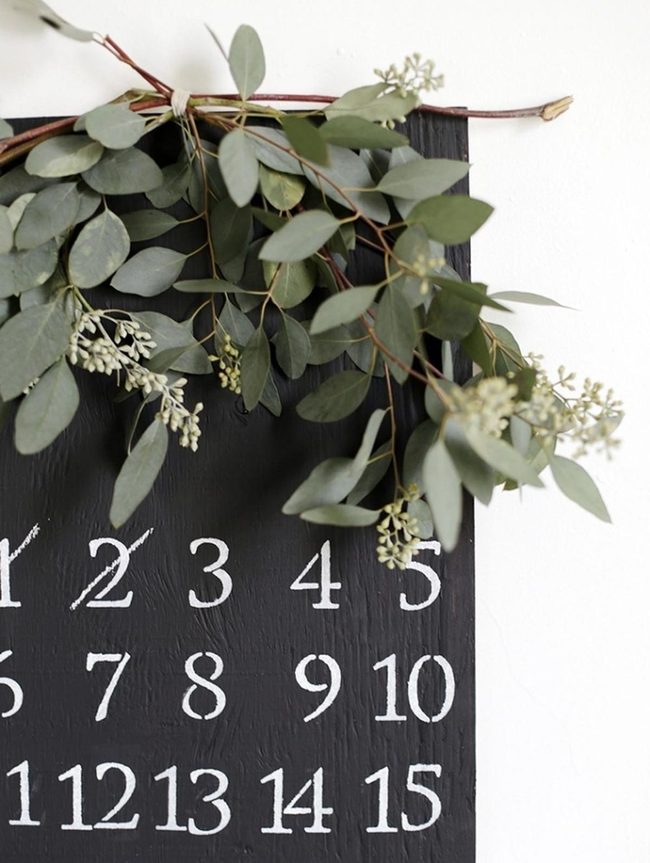 Black Background Green Branch Calendar