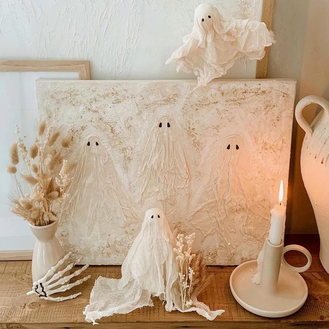 Cheesecloth Ghosts With Black Eyes