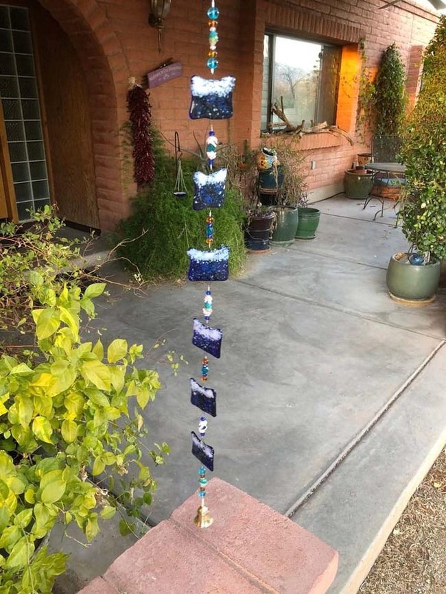 Colored Glass Rain Chain Art