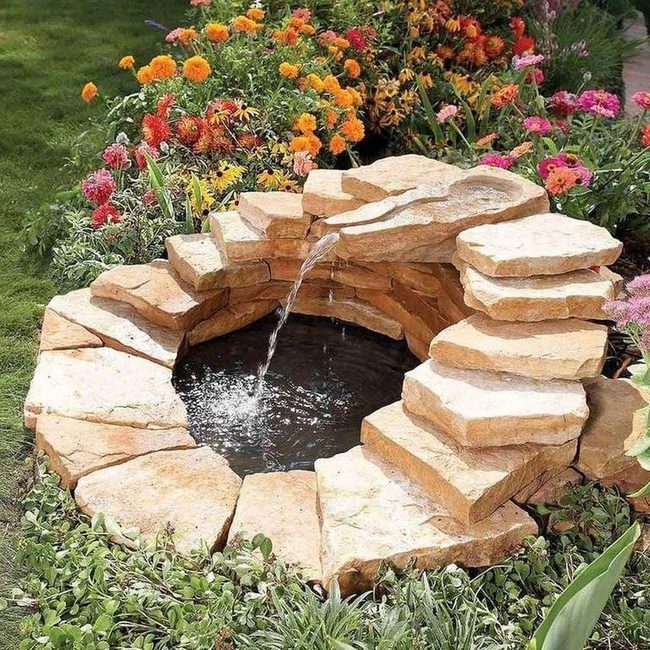 Stone Waterfall Garden Pond