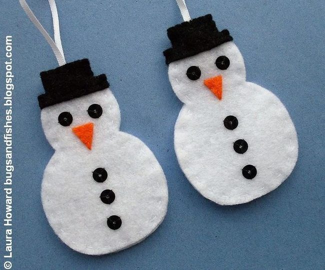 White Felt Snowmen Orange Noses