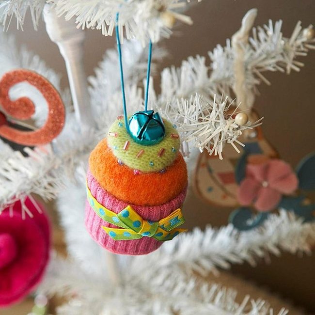 Frosted Green Cupcake Ornaments