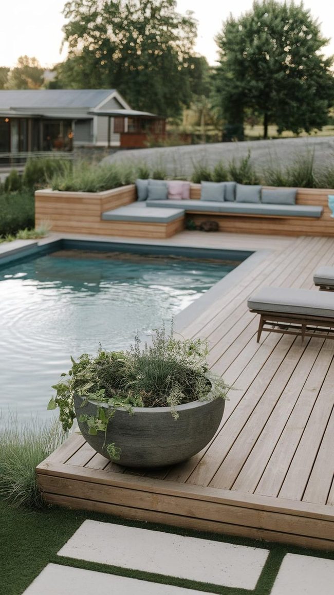 Weathered Wood Pool Platform