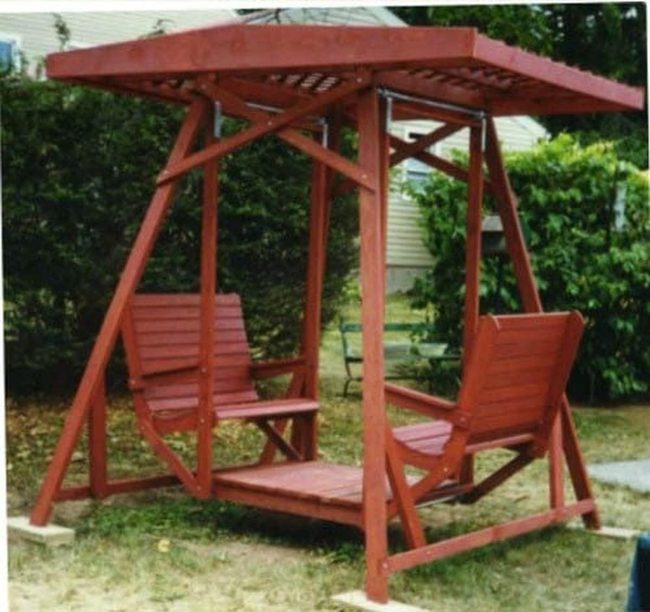Wooden Glider Swing With Canopy