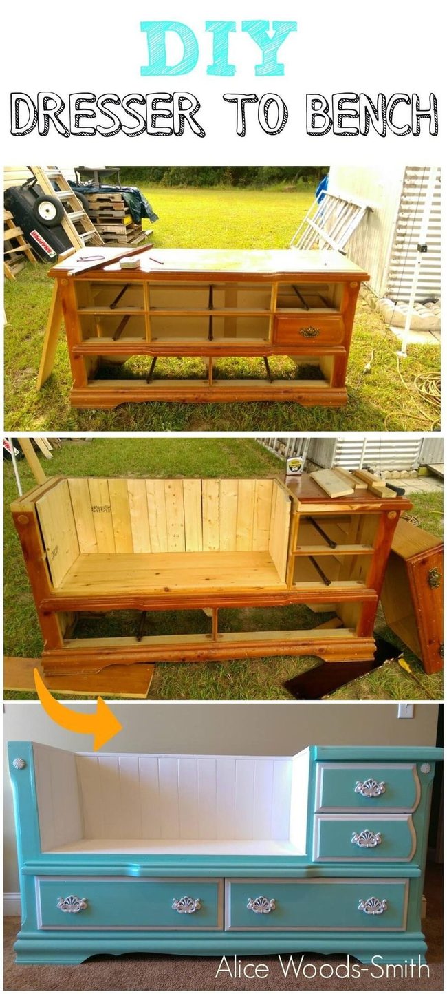 Turquoise Dresser Bench Storage