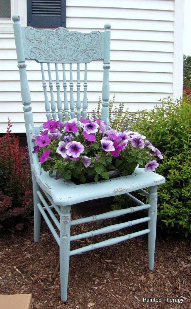 Antique Blue Chairs, Purple Cascades
