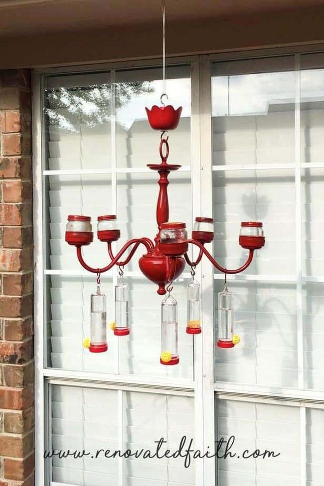 Red Chandelier Hummingbird Feeder