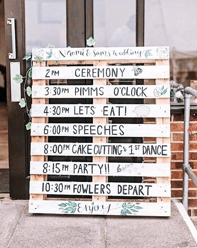 Wooden Schedule Board Rustic Weddings