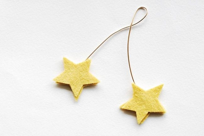 Yellow Felt Stars On Wire
