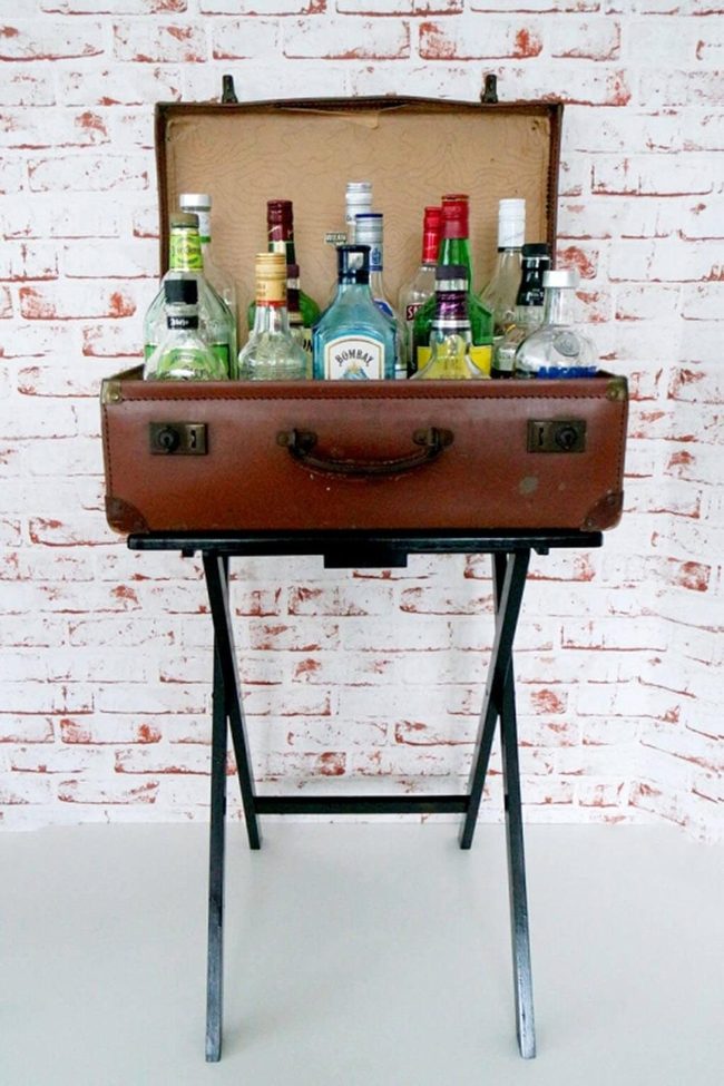 Weathered Leather Mobile Bar