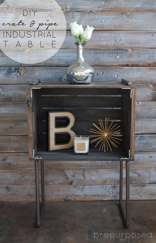 Stacked Wood Crates Storage Table