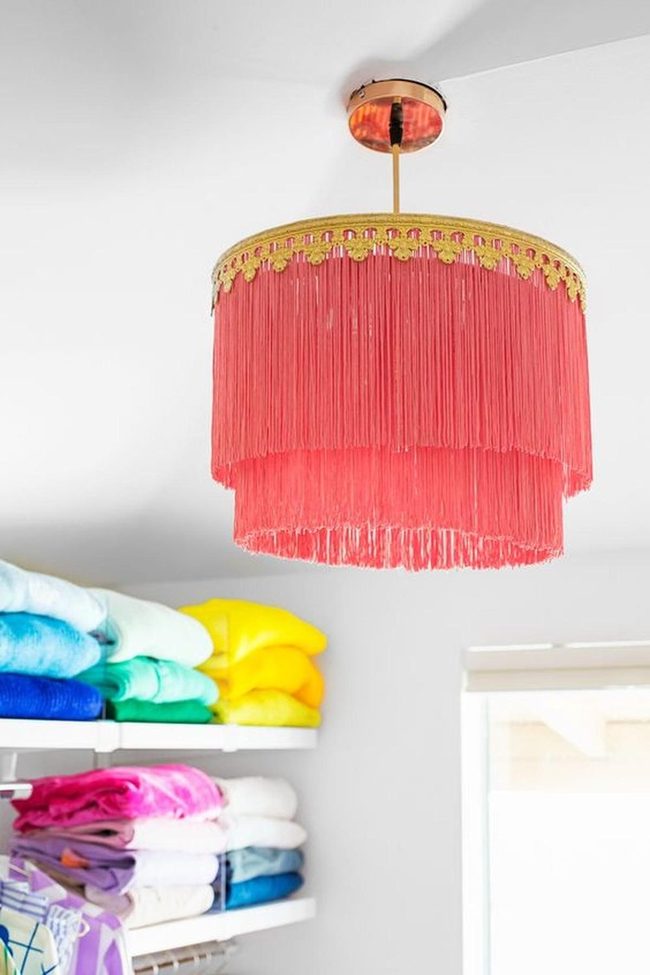 Red Fringe Chandelier Bathroom Elegance