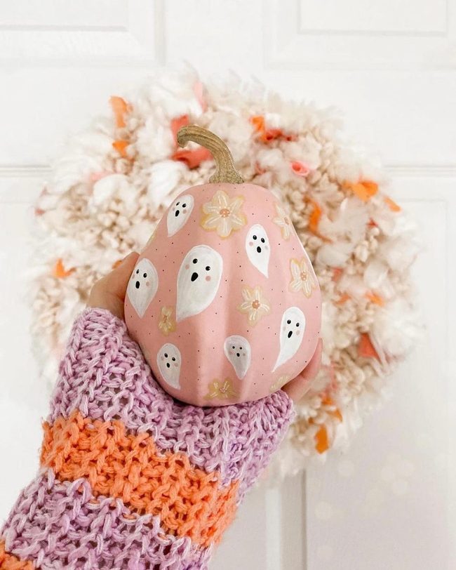 Pastel Hand-Painted Halloween Gourds