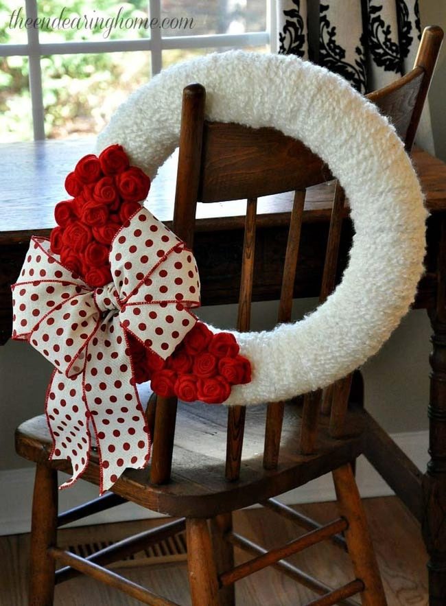 Soft White Felt Flower Wreath
