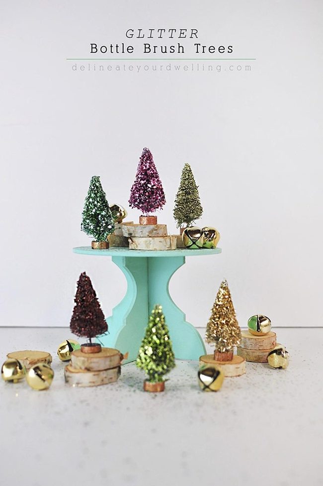 Glitter Trees Gold Bells White