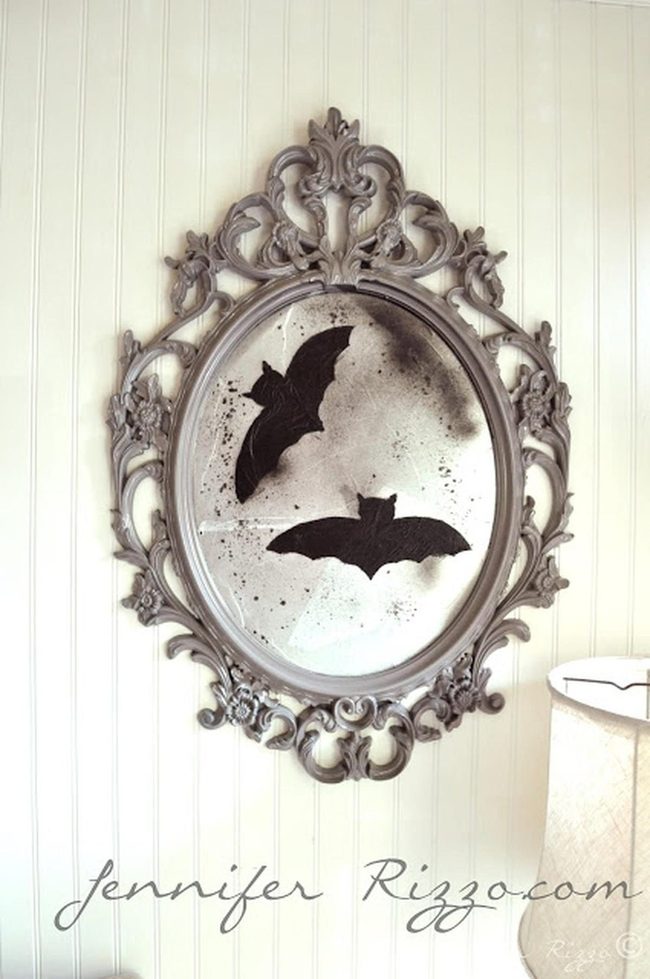 Black Bats Mirror Frame Elegance