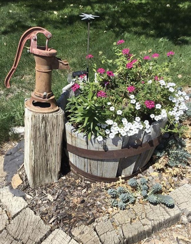 Weathered Iron Pump Garden