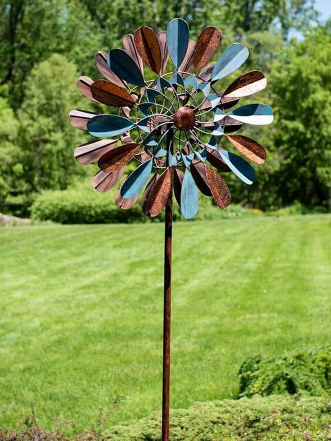 Blue Copper Metal Garden Flower