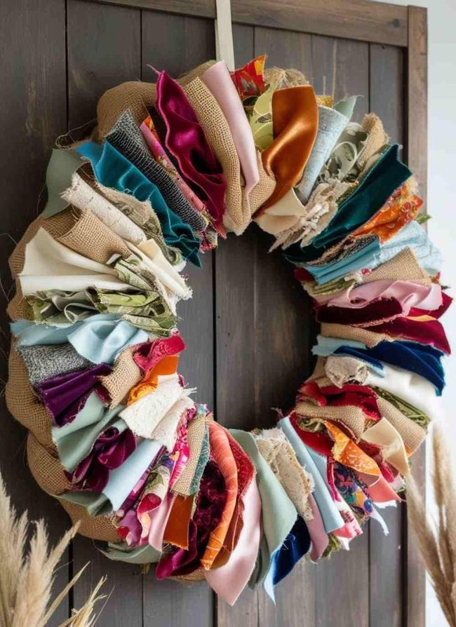Fabric Scraps Patchwork Wreath