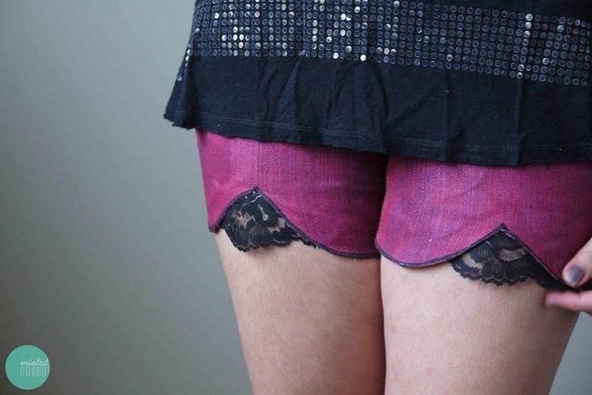 Pink Lace Shorts Meet Black Sequins