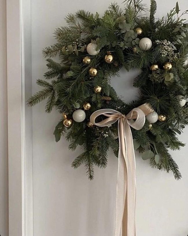 Gold-Touched Pine Winter Wreath