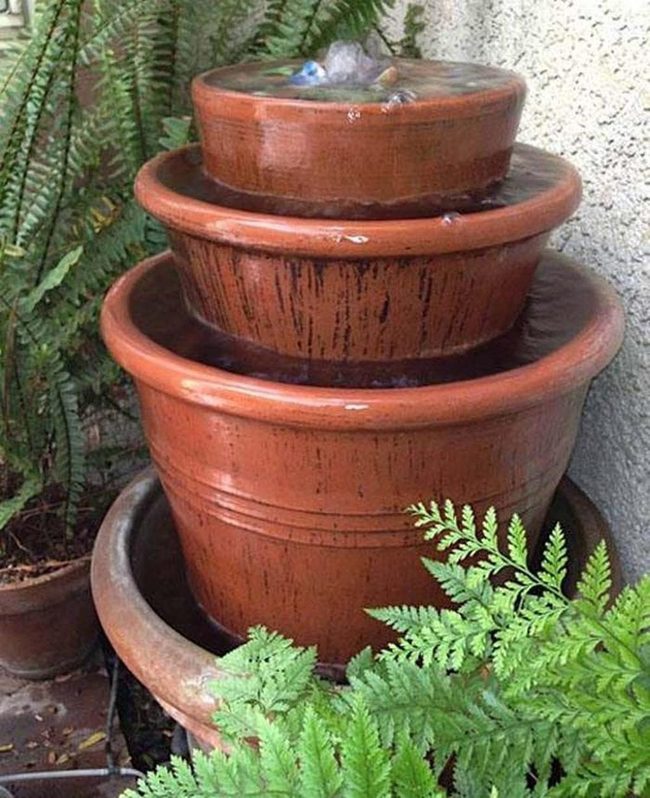 Stacked Terra Cotta Waterfall