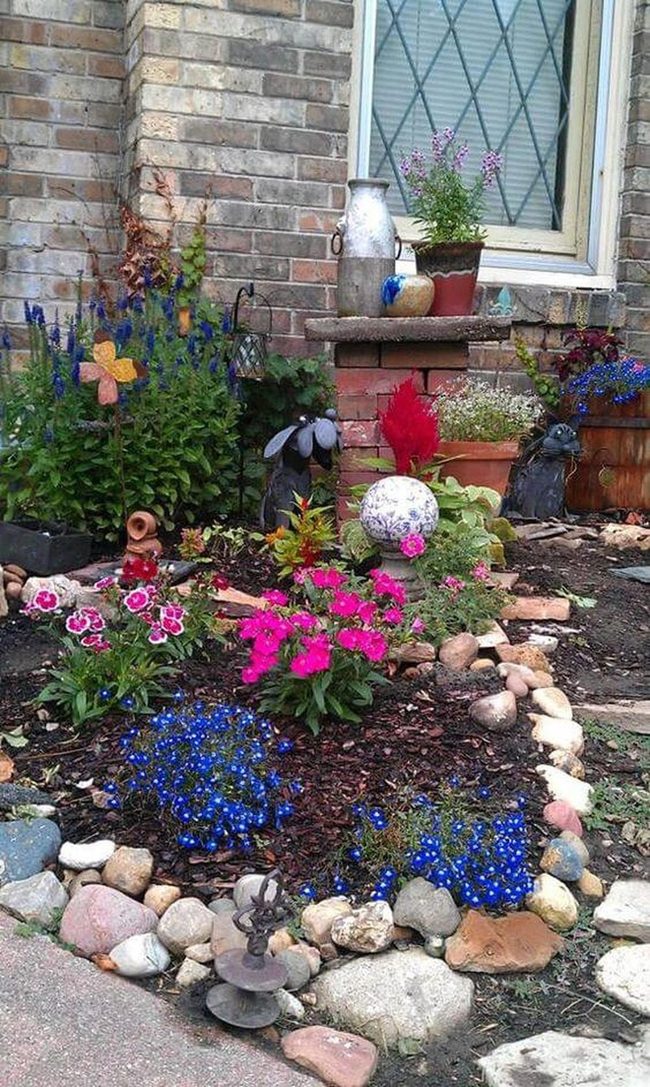 Pink And Blue Garden Corner
