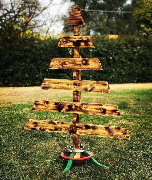 Distressed Wood Tree Centerpiece