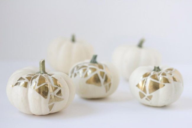 Golden White Pumpkins Metallic Shimmer