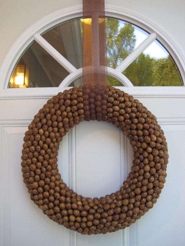 White Doors Natural Nut Wreath