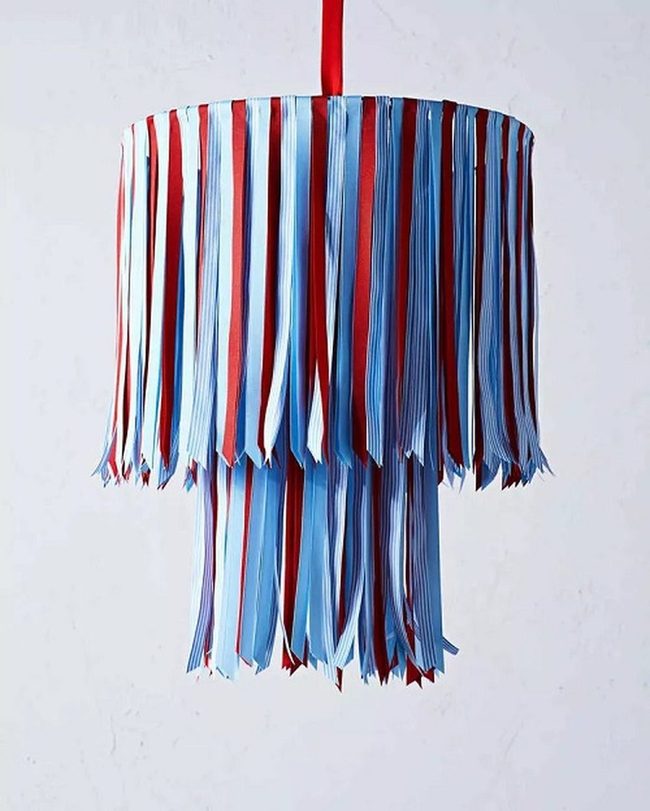 Cascading Patriotic Ribbon Chandelier