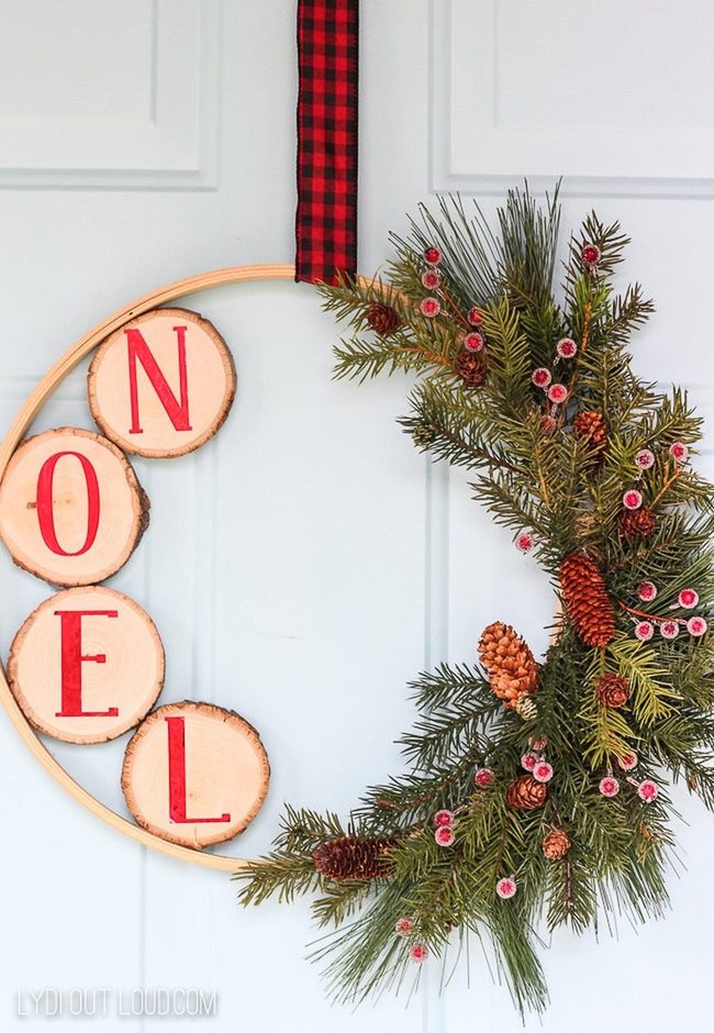 Red Letters On Winter Greenery
