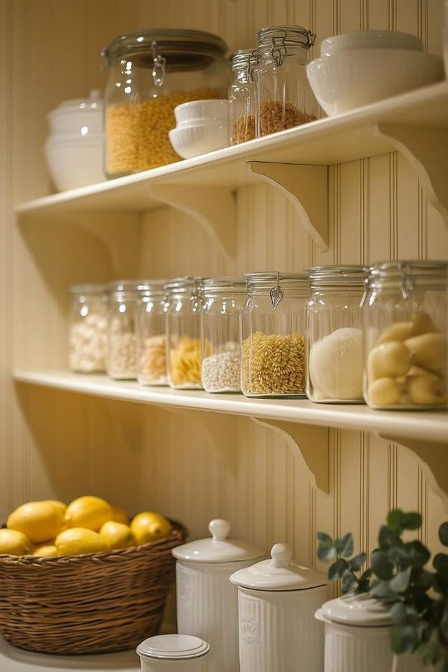 Glass Jars And Hanging Garlic