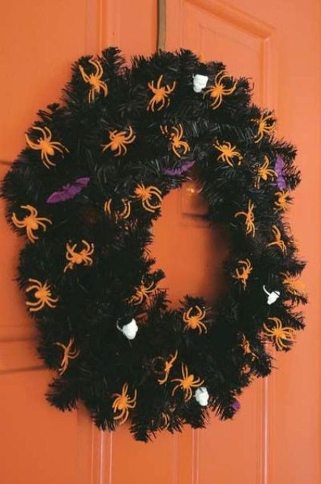 Black Branches Orange Spiders Halloween